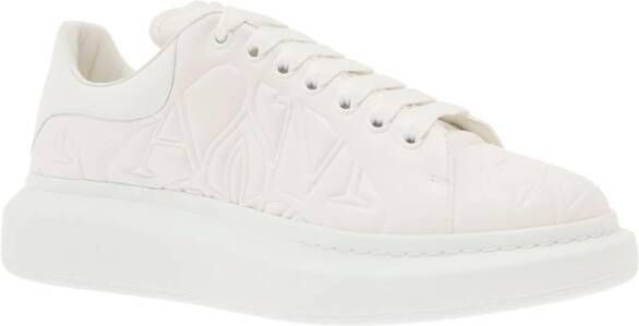 alexander mcqueen Witte Leren Sneakers met Ingegraveerd Logo White Heren