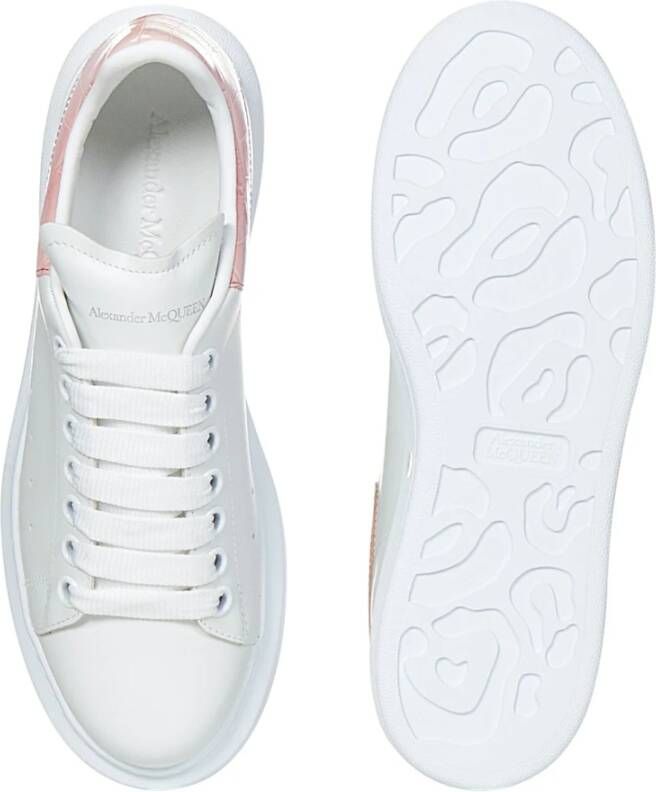 alexander mcqueen Witte Leren Sneakers met Krokodil-Geprinte Hiel White Dames