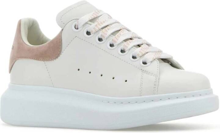 alexander mcqueen Witte leren sneakers met roze suède hak White Dames