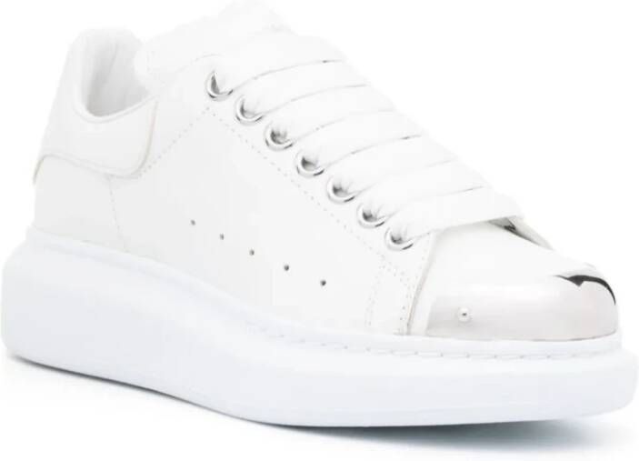alexander mcqueen Witte Leren Sneakers met Stijlvolle Details Wit Dames