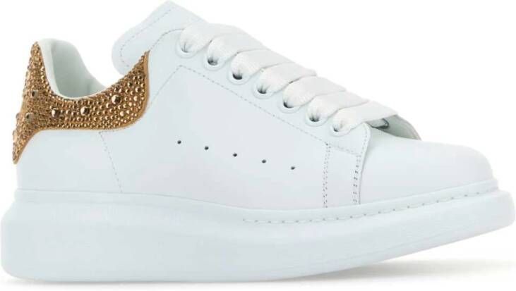 Alexander McQueen Witte leren sneakers met suède hiel