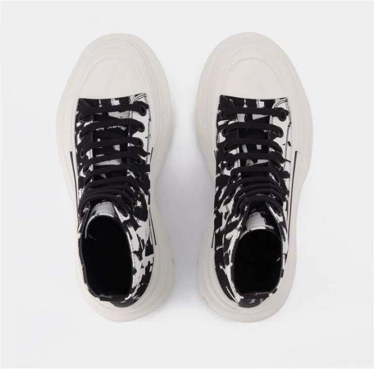 Alexander McQueen Witte Stoffen Platform Sneakers