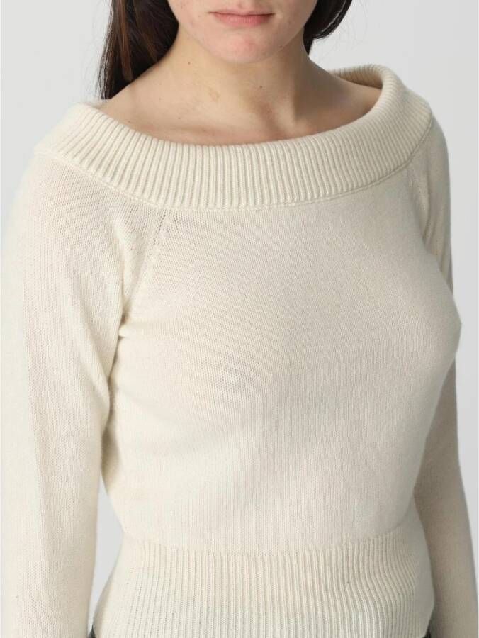 Alexander McQueen Witte Wol Mohair Boothals Trui