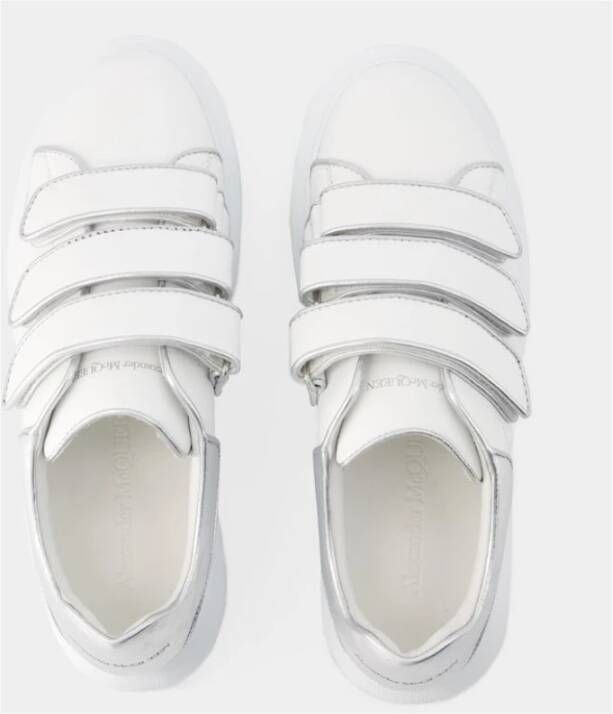 alexander mcqueen Witte Zilveren Leren Oversized Sneakers Wit Dames