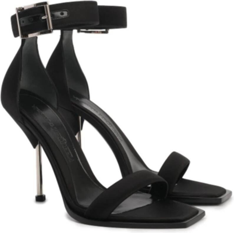 alexander mcqueen Zijden Satijnen Hak Sandalen Black Dames