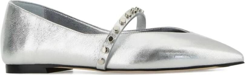 Alexander McQueen Zilver Metallic Pointed Ballerinas met Jewel