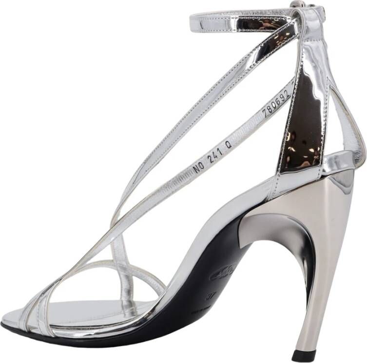 alexander mcqueen Zilveren Leren Sandalen met Verstelbare Enkelband Gray Dames