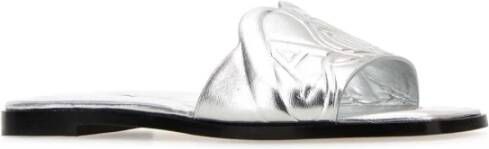 alexander mcqueen Zilveren leren slippers Gray Dames