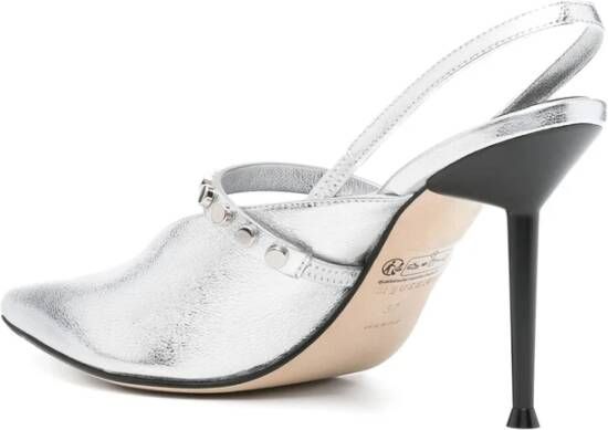 Alexander McQueen Zilveren Stiletto Hak Stud Schoenen