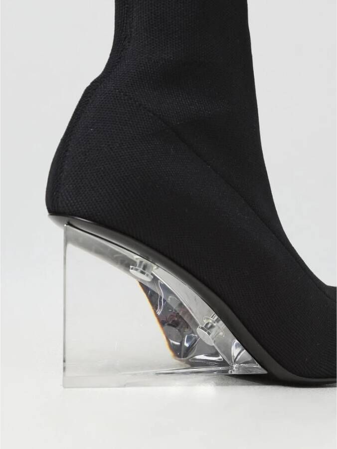Alexander McQueen Zwarte Gebreide Sleehak Enkellaarzen