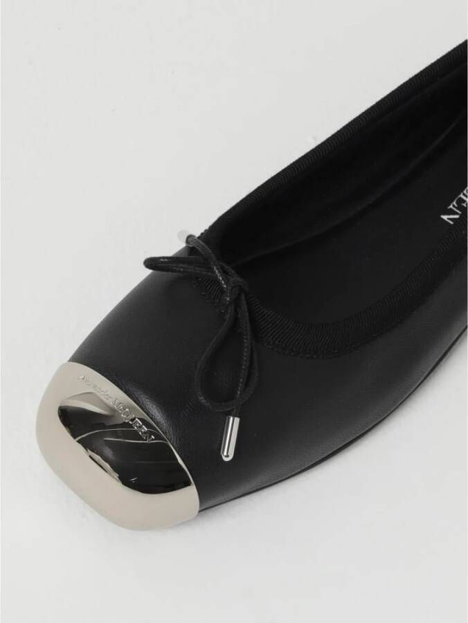 Alexander McQueen Zwarte Leren Ballerina Flats