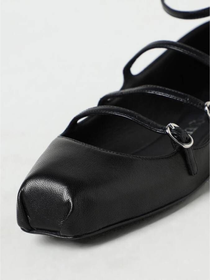 Alexander McQueen Zwarte Leren Ballerina Flats Gesp Schoenen