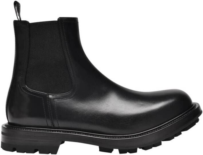 Alexander McQueen Zwarte leren Chelsea laarzen