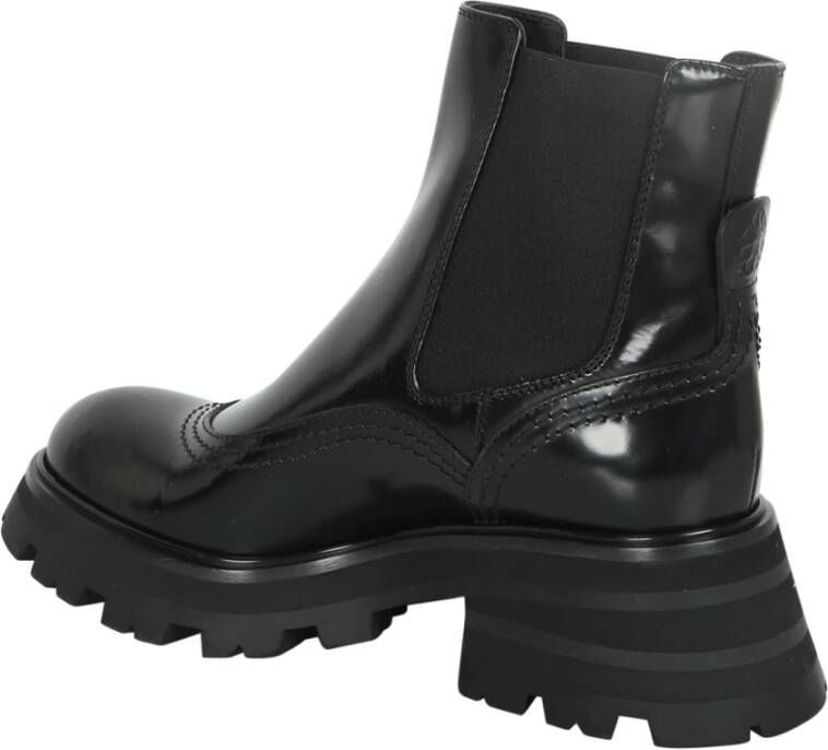 Alexander McQueen Zwarte Leren Enkellaarzen Aw22