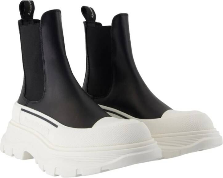 Alexander McQueen Zwarte Leren Enkellaarzen Instapper