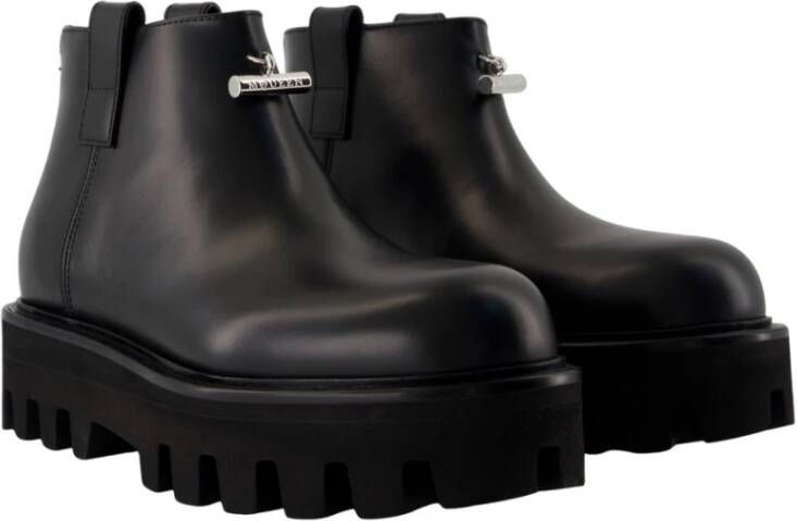 Alexander McQueen Zwarte Leren Enkellaarzen Noir