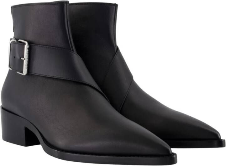 Alexander McQueen Zwarte Leren Enkellaarzen Puntige Neus