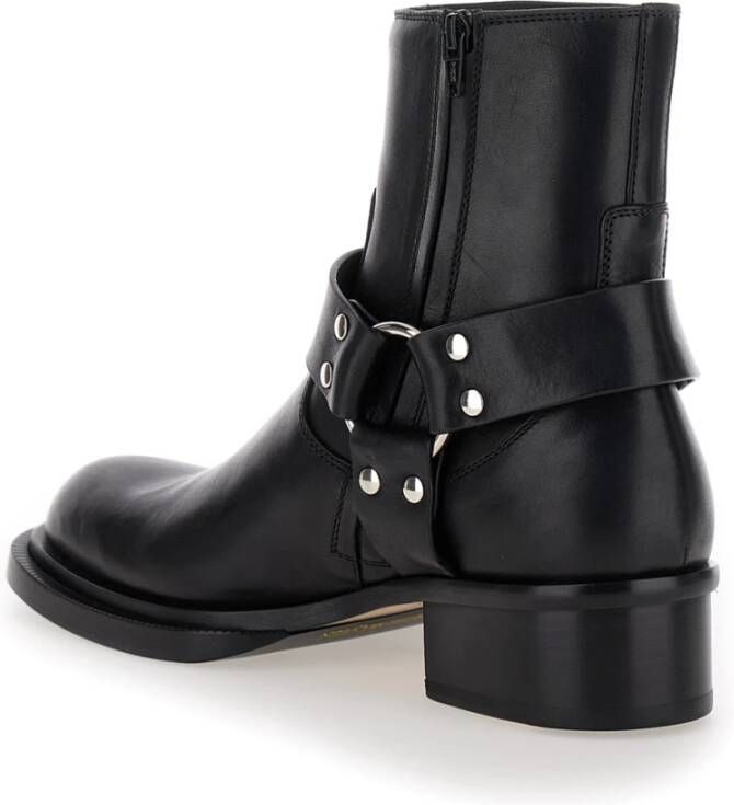 alexander mcqueen Zwarte Leren Enkellaarzen Ritssluiting Black Heren