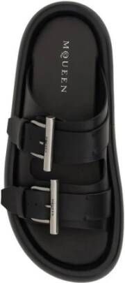 alexander mcqueen Zwarte leren gesp-slides Black Heren