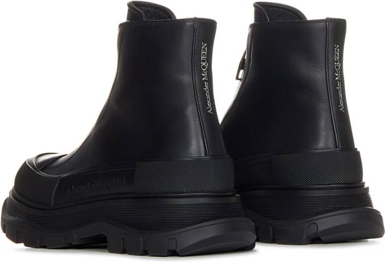 Alexander McQueen Zwarte Leren Laarzen met Zilveren Rits