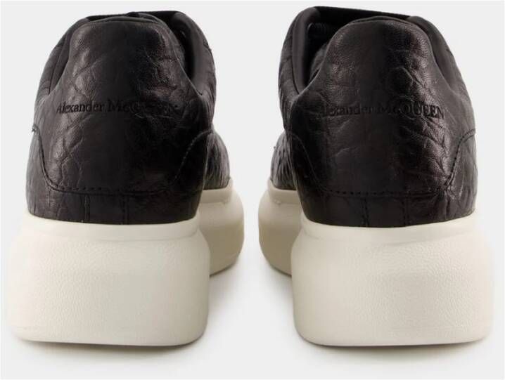 alexander mcqueen Zwarte Leren Oversized Sneakers Black Dames