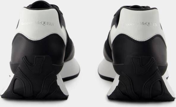 alexander mcqueen Zwarte Leren Runner Sneakers Black Heren