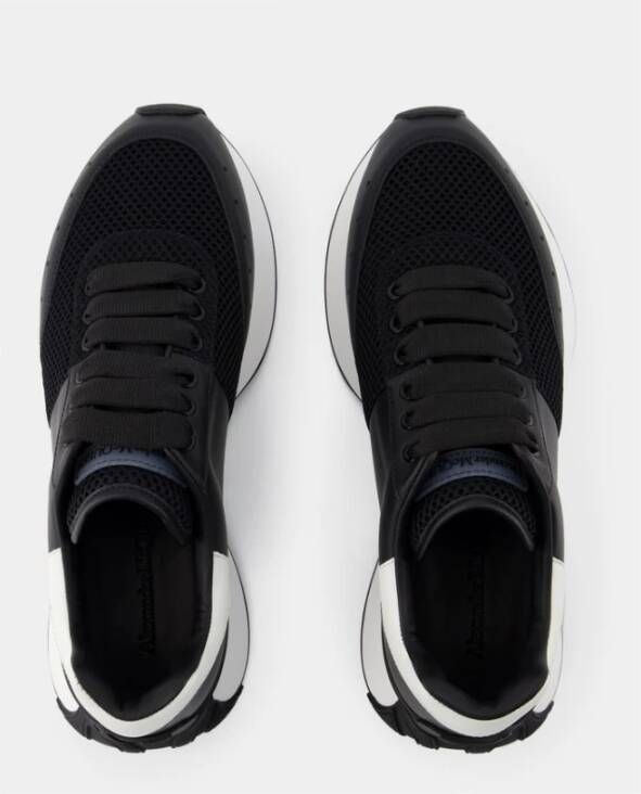 alexander mcqueen Zwarte Leren Runner Sneakers Black Heren