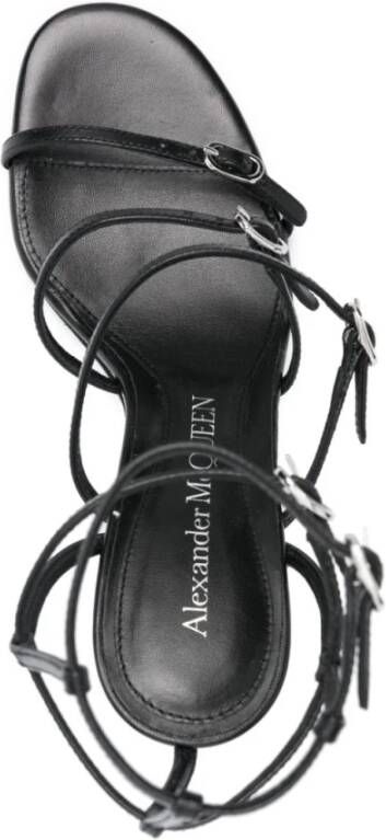 alexander mcqueen Zwarte Leren Sandalen met Uitsnijdingen Black Dames