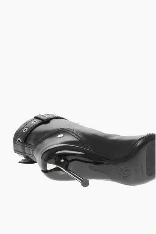 Alexander McQueen Zwarte Leren Stiletto Hak Booties