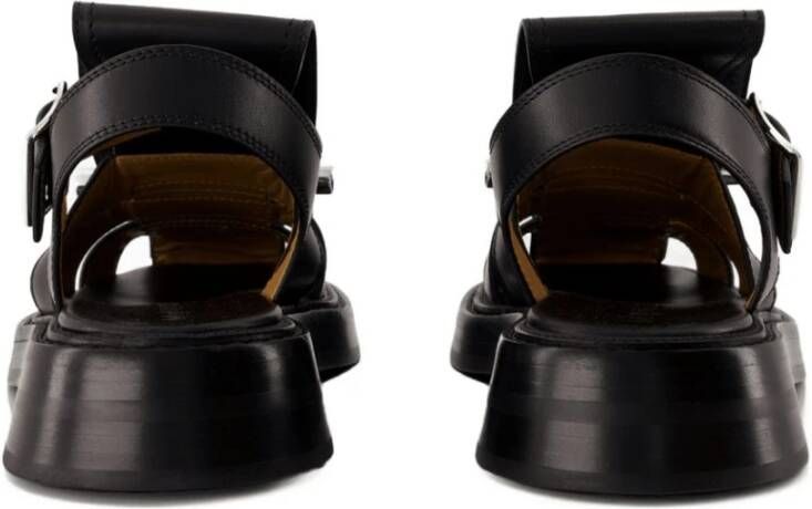 Alexander McQueen Zwarte Leren T-Bar Sandalen