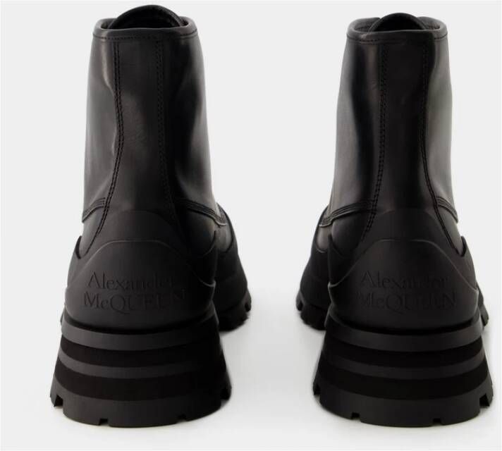alexander mcqueen Zwarte Leren Tread Enkellaarzen Zwart Heren