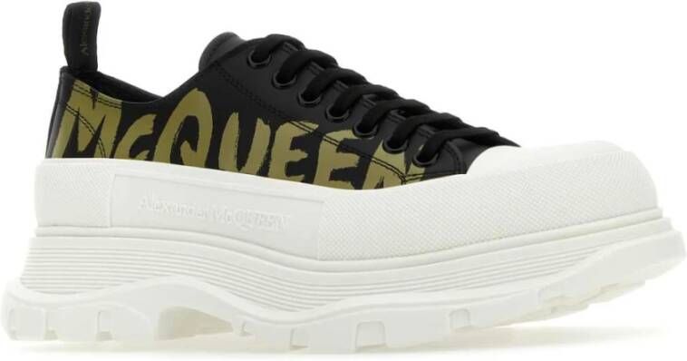 alexander mcqueen Zwarte leren Tread Slick sneakers Black Heren