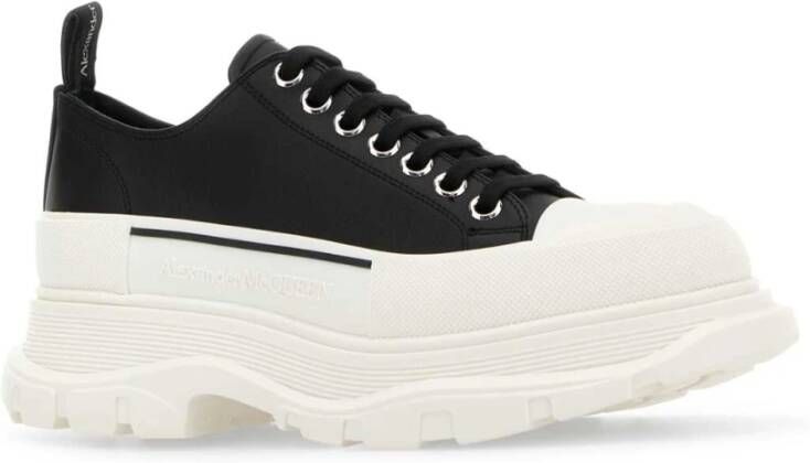 Alexander McQueen Zwarte Nappa Leren Tread Slick Sneakers