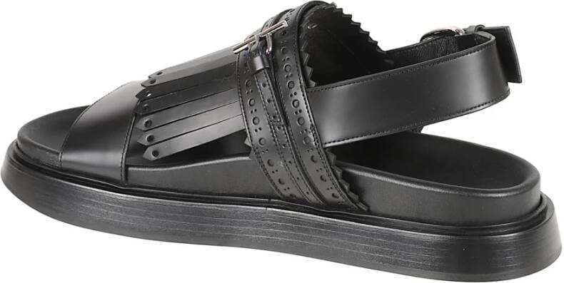 Alexander McQueen Zwarte platte sandalen met kwastjes
