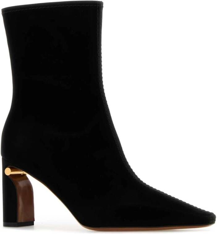 Alexander McQueen Zwarte Stoffen Enkellaarzen 8cm Hak