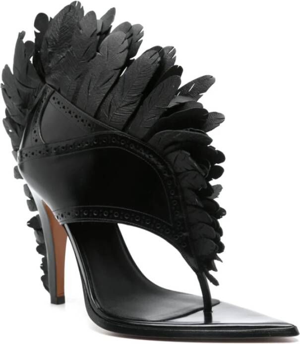Alexander McQueen Zwarte Teenslippers met Laser-Cut Detail