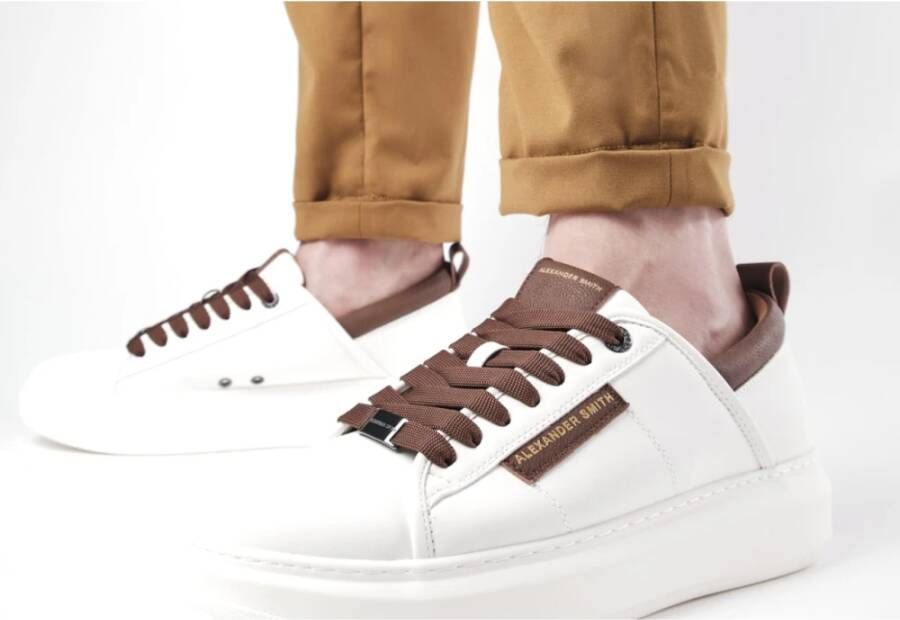 Alexander Smith Eco-Wembley Wit Bruin Sneakers Wit Heren