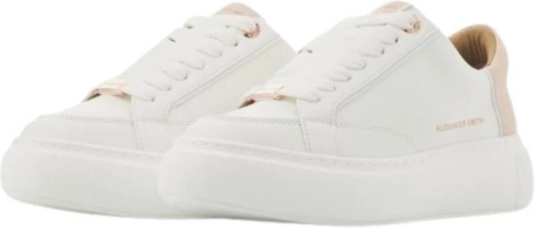 Alexander Smith Greenwich Sneakers met Roze Details White Dames