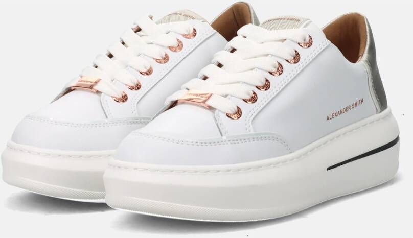 Alexander Smith Lancaster Witte Sneakers met Zilveren Details White Dames