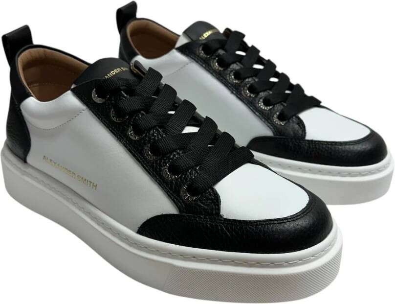Alexander Smith Leren Sneaker met Logo Detail Black Heren