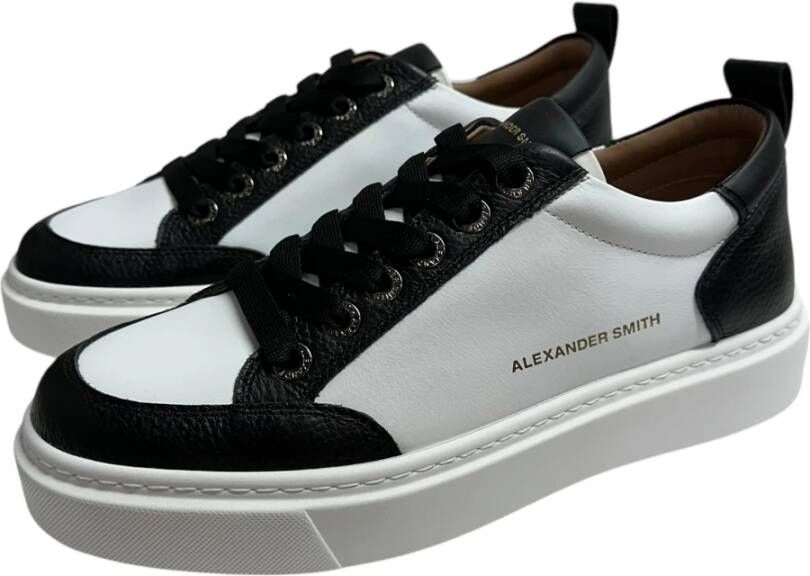 Alexander Smith Leren Sneaker met Logo Detail Black Heren