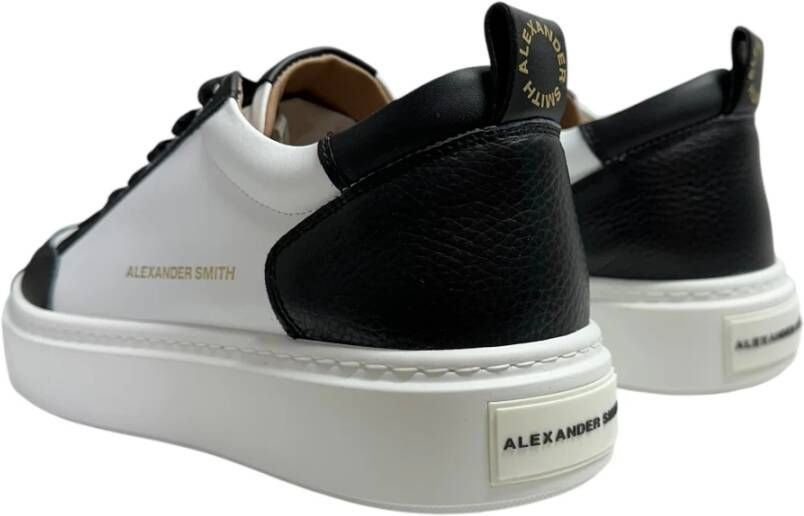Alexander Smith Leren Sneaker met Logo Detail Black Heren