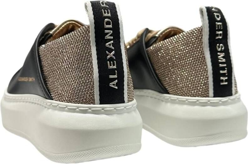 Alexander Smith Leren Sneaker met Logodetail Black Dames