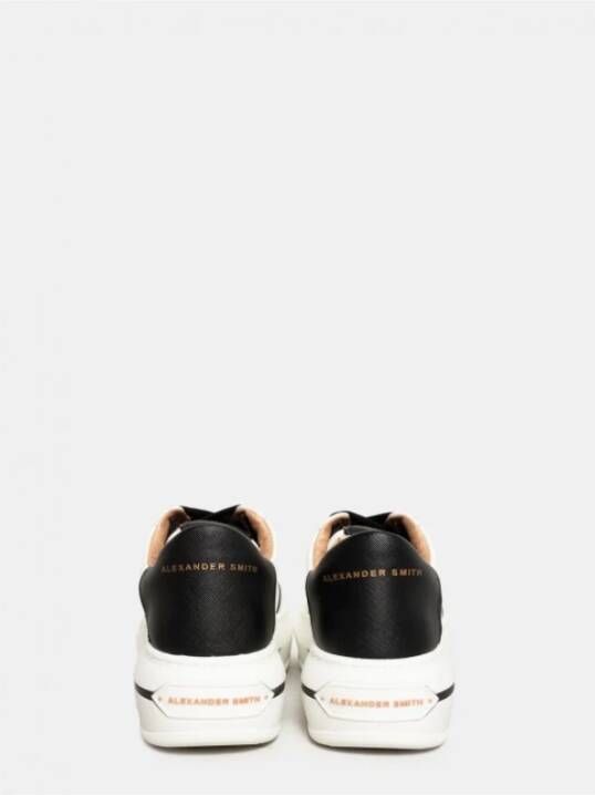 Alexander Smith Leren Sneakers Wit Zwart Rubberen Zool