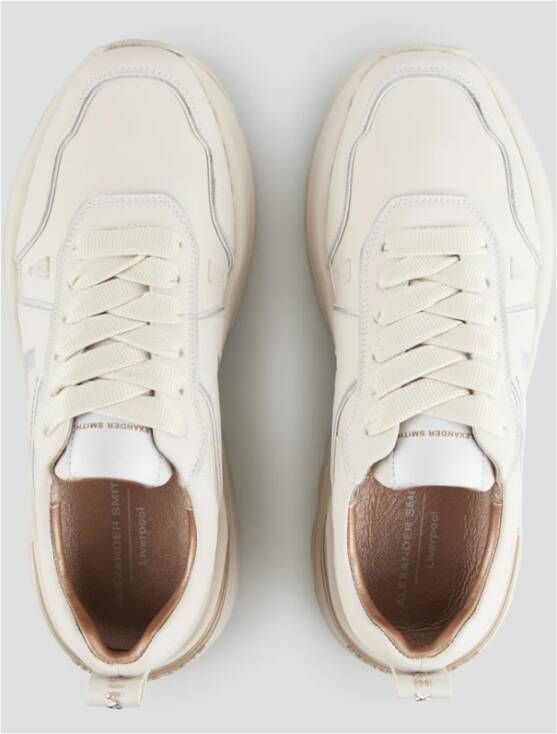 Alexander Smith Liverpool Dames Sneakers van leer in ivoor en mat spiegelend