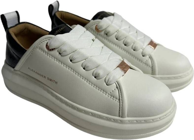 Alexander Smith Wembley Groene Sneakers met Iridescent Hiel White Dames