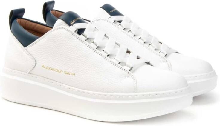 Alexander Smith Wembley Wit Blauw Leren Sneakers White Heren