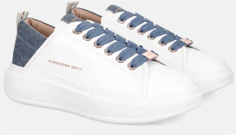 Alexander Smith Wembley Wit Denim Sneakers White Dames