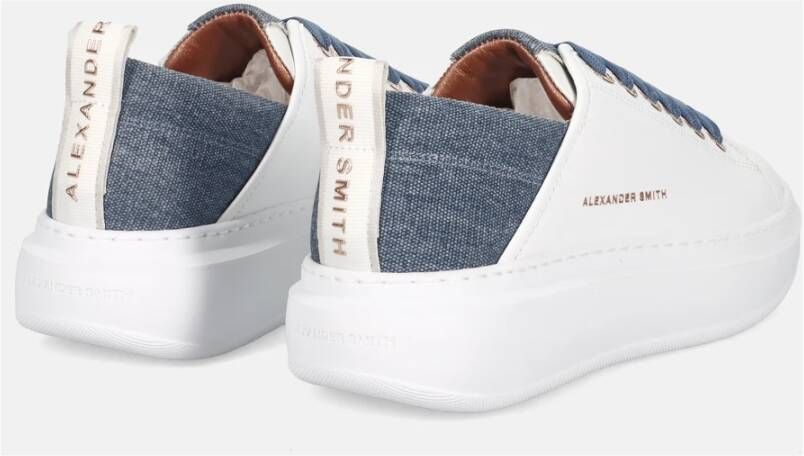 Alexander Smith Wembley Wit Denim Sneakers White Dames