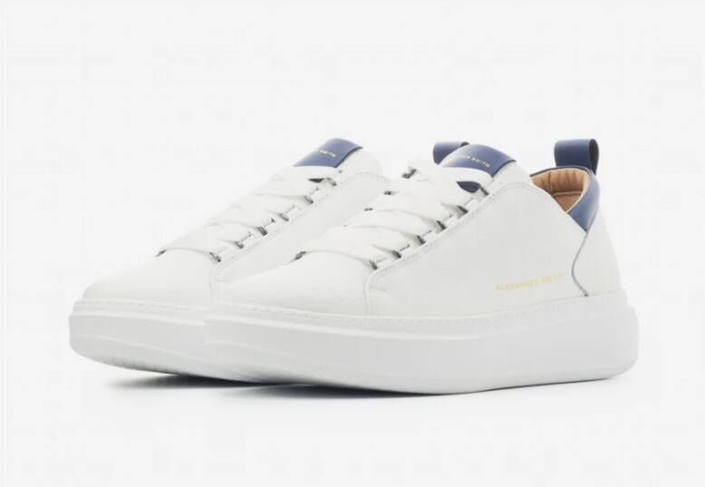 Alexander Smith Wit Blauw Leren Sneakers Wembley Model White Heren